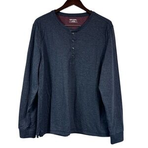Untuckit Men’s Classic Regular Fit Ultra Soft Long Sleeve Henley Slate Blue XL
